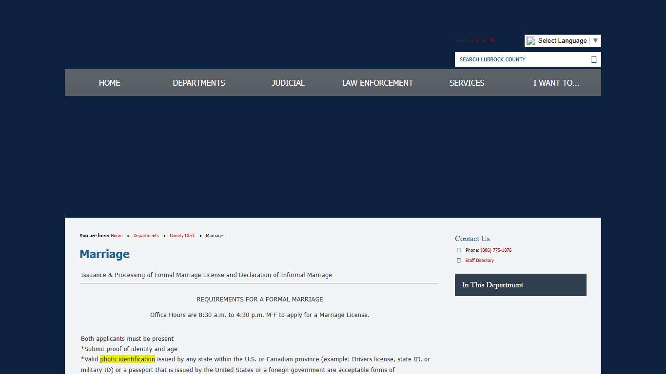 Marriage / Lubbock County, Texas